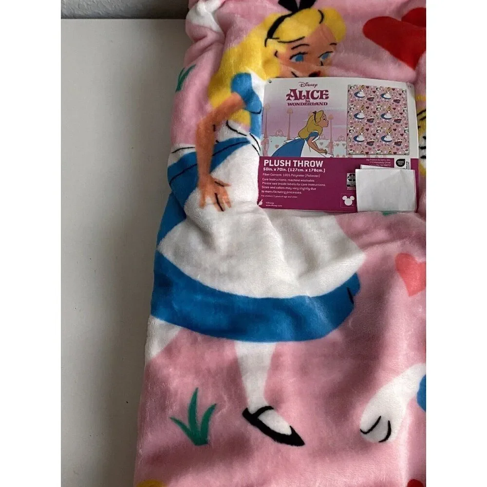 Disney Alice In Wonderland Throw Blanket Valentines Day 50 X 70”‎ White Rabbit